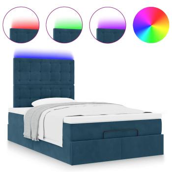 Ottoman-Bett mit Matratzen & LEDs Dunkelblau 120x190 cm Samt