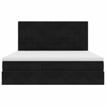 Ottoman-Bett mit Matratzen Schwarz 180x200 cm Samt