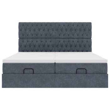 Ottoman-Bett mit Matratzen Dunkelgrau 160x200 cm Samt