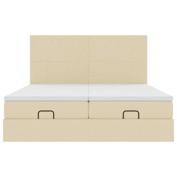 Ottoman-Bett mit Matratzen Creme 200x200 cm Stoff