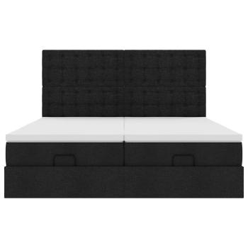 Ottoman-Bett mit Matratzen Schwarz 180x200 cm Stoff