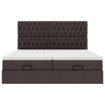 Ottoman-Bett mit Matratzen Dunkelbraun 200x200 cm Stoff