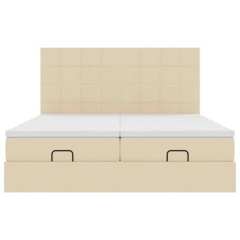 Ottoman-Bett mit Matratzen Creme 200x200 cm Stoff