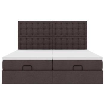 Ottoman-Bett mit Matratzen Dunkelbraun 200x200 cm Stoff