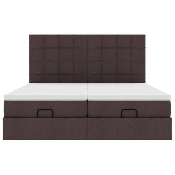 Ottoman-Bett mit Matratzen Dunkelbraun 200x200 cm Stoff