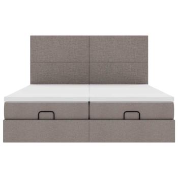 Ottoman-Bett mit Matratzen Taupe 180x200 cm Stoff
