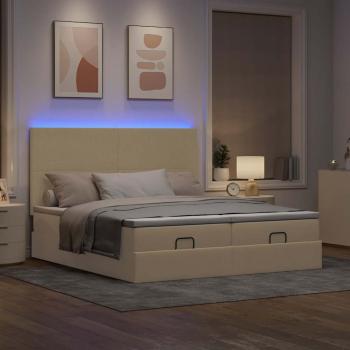 Ottoman-Bett mit Matratzen Creme 160x200 cm Stoff
