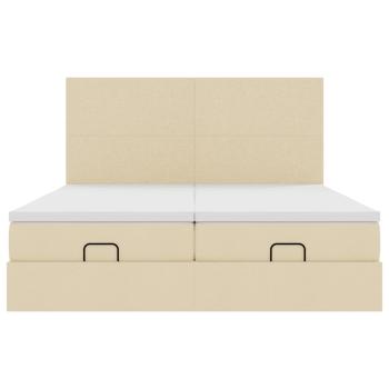 Ottoman-Bett mit Matratzen Creme 160x200 cm Stoff