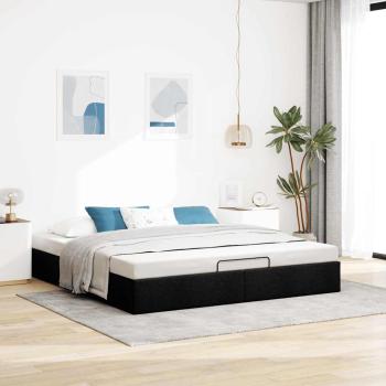 Ottoman-Bett ohne Matratze Schwarz 180x200 cm Stoff