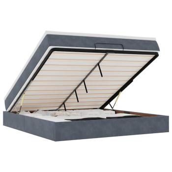 Ottoman-Bett mit Matratze Dunkelgrau 180x200 cm Samt