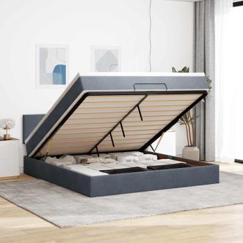 ARDEBO.de - Ottoman-Bett mit Matratze Dunkelgrau 180x200 cm Samt