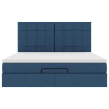 Ottoman-Bett mit Matratze Blau 160x200 cm Stoff