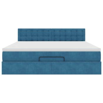 Ottoman-Bett mit Matratze Dunkelblau 180x200 cm Samt