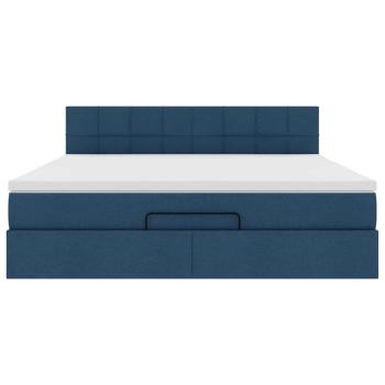 Ottoman-Bett mit Matratze Blau 160x200 cm Stoff