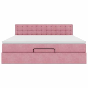 Ottoman-Bett mit Matratze Rosa 180x200 cm Samt