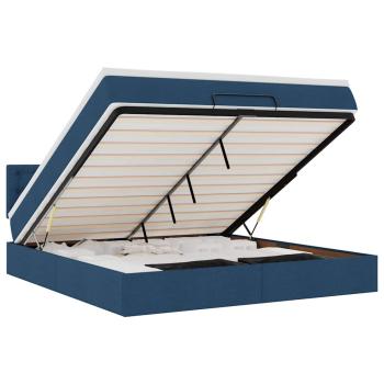 Ottoman-Bett mit Matratze Blau 160x200 cm Stoff