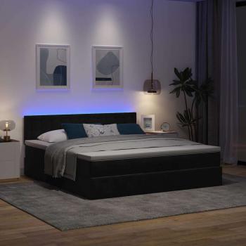 Ottoman-Bett mit Matratze Schwarz 180x200 cm Samt
