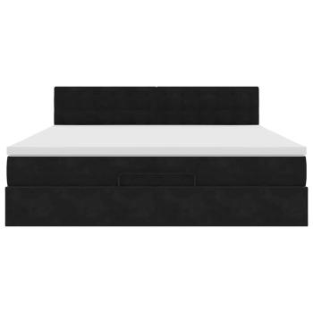 Ottoman-Bett mit Matratze Schwarz 180x200 cm Samt