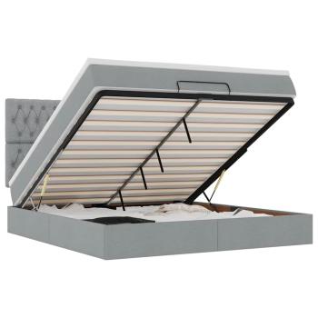 Ottoman-Bett mit Matratze Hellgrau 180x200 cm Stoff