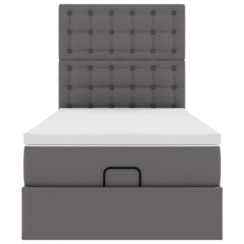 Ottoman-Bett mit Matratze Grau 80x200 cm Kunstleder
