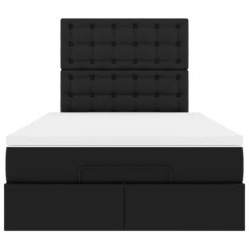 Ottoman-Bett mit Matratze Schwarz 120x190 cm Kunstleder