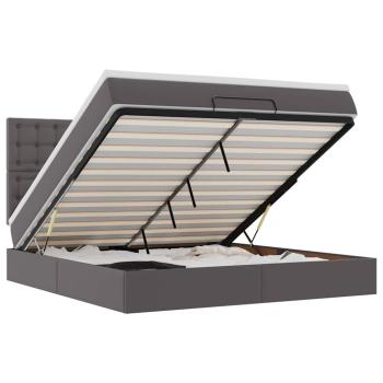 Ottoman-Bett mit Matratze Grau 160x200 cm Kunstleder