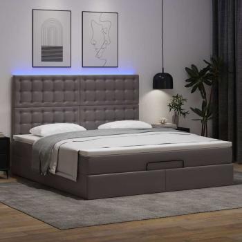 Ottoman-Bett mit Matratze Grau 180x200 cm Kunstleder