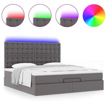 Ottoman-Bett mit Matratze Grau 180x200 cm Kunstleder