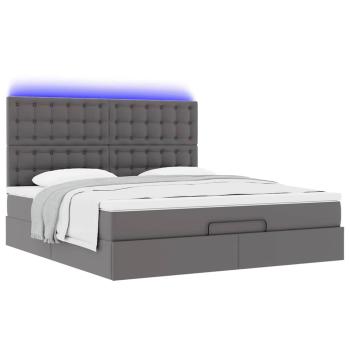 Ottoman-Bett mit Matratze Grau 180x200 cm Kunstleder