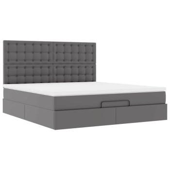 Ottoman-Bett mit Matratze Grau 180x200 cm Kunstleder