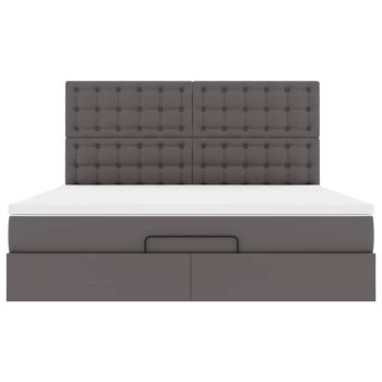 Ottoman-Bett mit Matratze Grau 180x200 cm Kunstleder