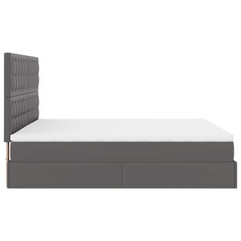 Ottoman-Bett mit Matratze Grau 180x200 cm Kunstleder