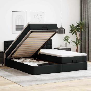 ARDEBO.de - Ottoman-Bett mit Matratzen Schwarz 180x200 cm Kunstleder