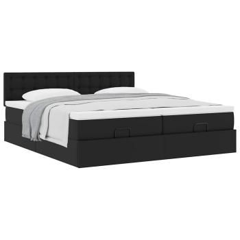 Ottoman-Bett mit Matratzen Schwarz 180x200 cm Kunstleder