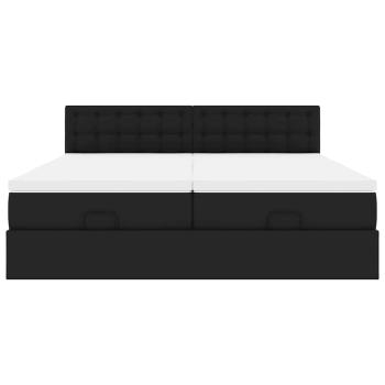 Ottoman-Bett mit Matratzen Schwarz 180x200 cm Kunstleder