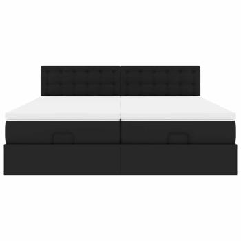 Ottoman-Bett mit Matratzen Schwarz 200x200 cm Kunstleder