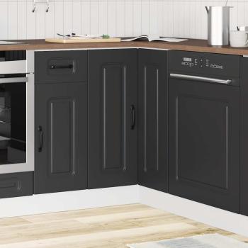 Küchen-Eckunterschrank Kalmar Schwarz Holzwerkstoff