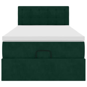 Ottoman-Bett mit Matratze Dunkelgrün 100x200 cm Samt