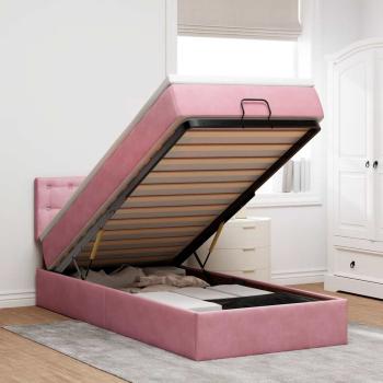 ARDEBO.de - Ottoman-Bett mit Matratze Rosa 100x200 cm Samt