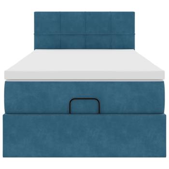 Ottoman-Bett mit Matratze Dunkelblau 100x200 cm Samt