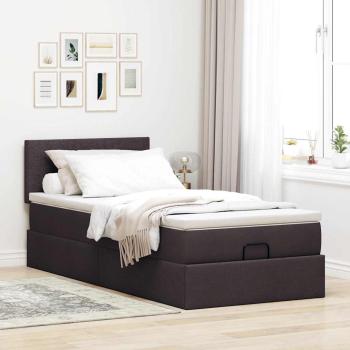 Ottoman-Bett mit Matratze Dunkelbraun 90x190 cm Stoff