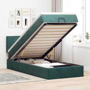 ARDEBO.de - Ottoman-Bett mit Matratze Dunkelgrün 90x200 cm Samt