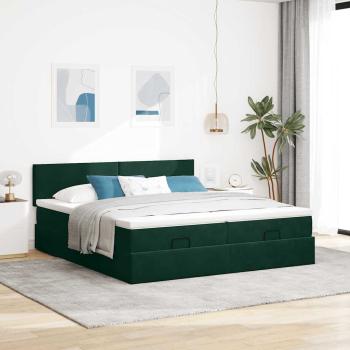 Ottoman-Bett mit Matratzen Dunkelgrün 200x200 cm Samt