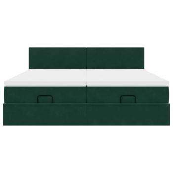 Ottoman-Bett mit Matratzen Dunkelgrün 200x200 cm Samt