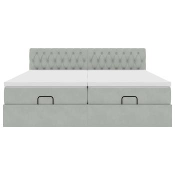 Ottoman-Bett mit Matratzen Hellgrau 160x200 cm Samt
