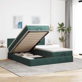 ARDEBO.de - Ottoman-Bett mit Matratzen Dunkelgrün 160x200 cm Samt