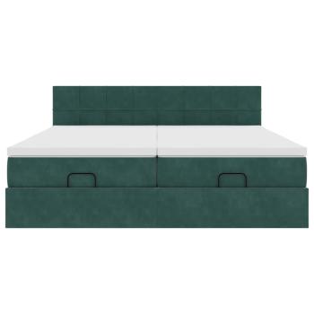Ottoman-Bett mit Matratzen Dunkelgrün 160x200 cm Samt