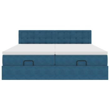 Ottoman-Bett mit Matratzen Dunkelblau 200x200 cm Samt
