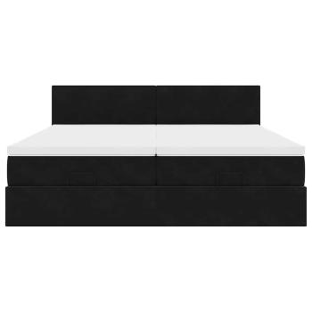 Ottoman-Bett mit Matratzen Schwarz 160x200 cm Samt