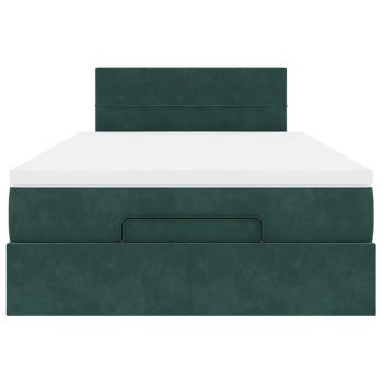 Ottoman-Bett mit Matratze Dunkelgrün 120x190 cm Samt